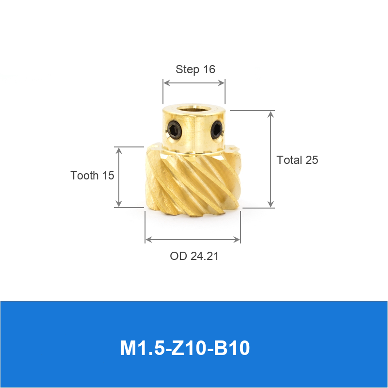 BOLTTE M1.5-Z10-B10 brass crossed helical gear technical drawing