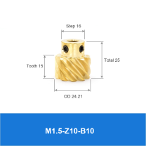 BOLTTE M1.5-Z10-B10 brass crossed helical gear technical drawing