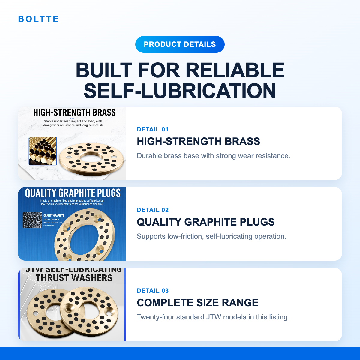JTW thrust washer brass and graphite product details