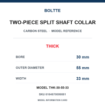 BOLTTE Carbon Steel Two-Piece Split Shaft Collars - 3-200 mm Bore-BOLTTE