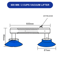 BOLTTE 600 mm / 2 Cups LCD screen and glass vacuum lifting accessory
