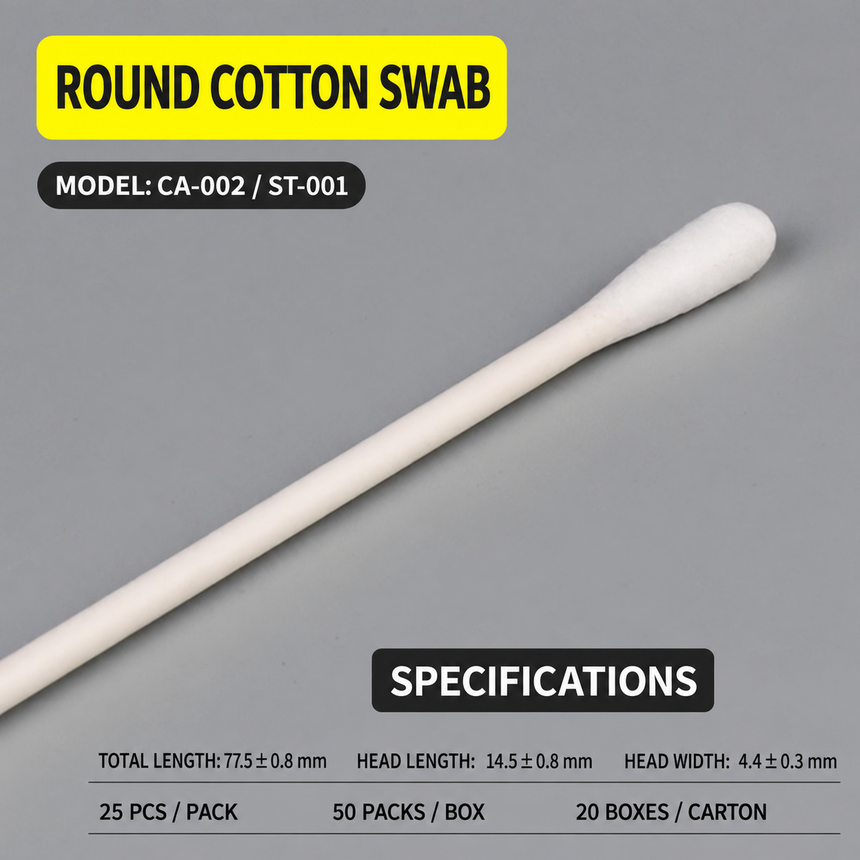 BOLTTE industrial cleaning swab CA-002 / ST-001 – Round Cotton Swab – 250 pcs