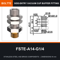 BOLTTE FSTE-A14-G1/4 side-entry rotary vacuum cup buffer fitting
