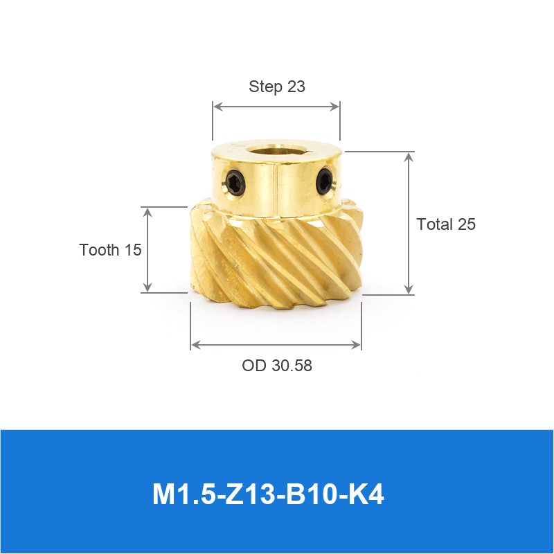 BOLTTE M1.5-Z13-B10-K4 brass crossed helical gear technical drawing