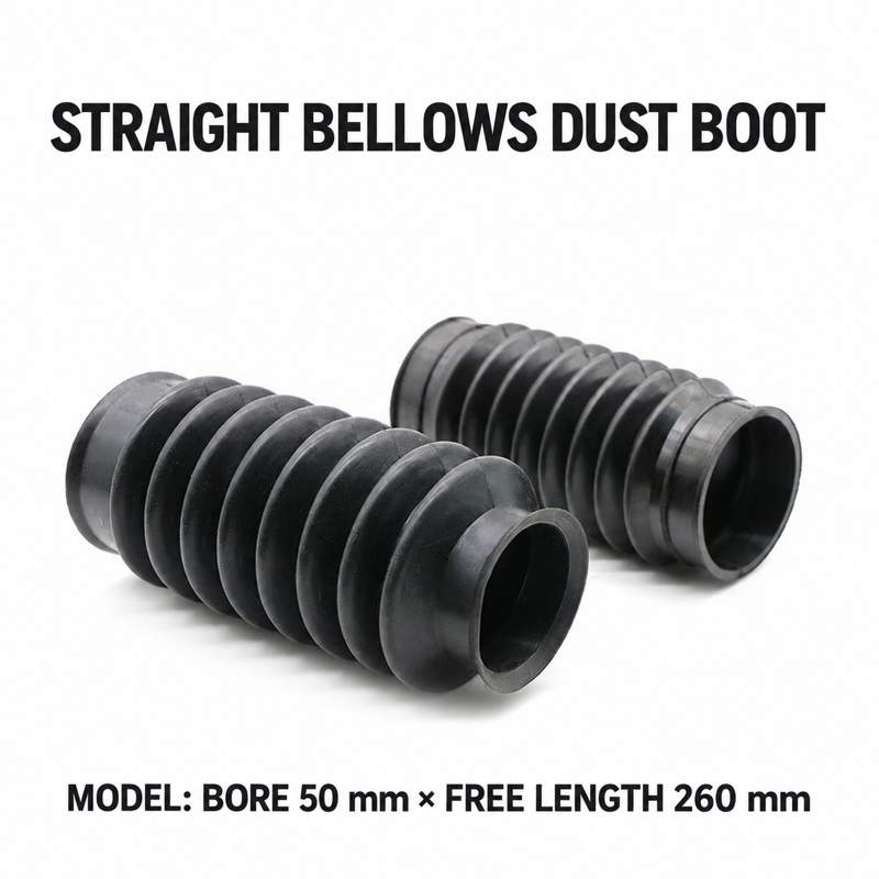 Straight rubber bellows dust boot, Bore 50 mm × Free Length 260 mm