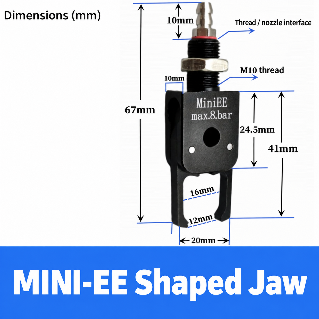 Mini pneumatic gripper or replacement jaw, MINI-EE Shaped Jaw