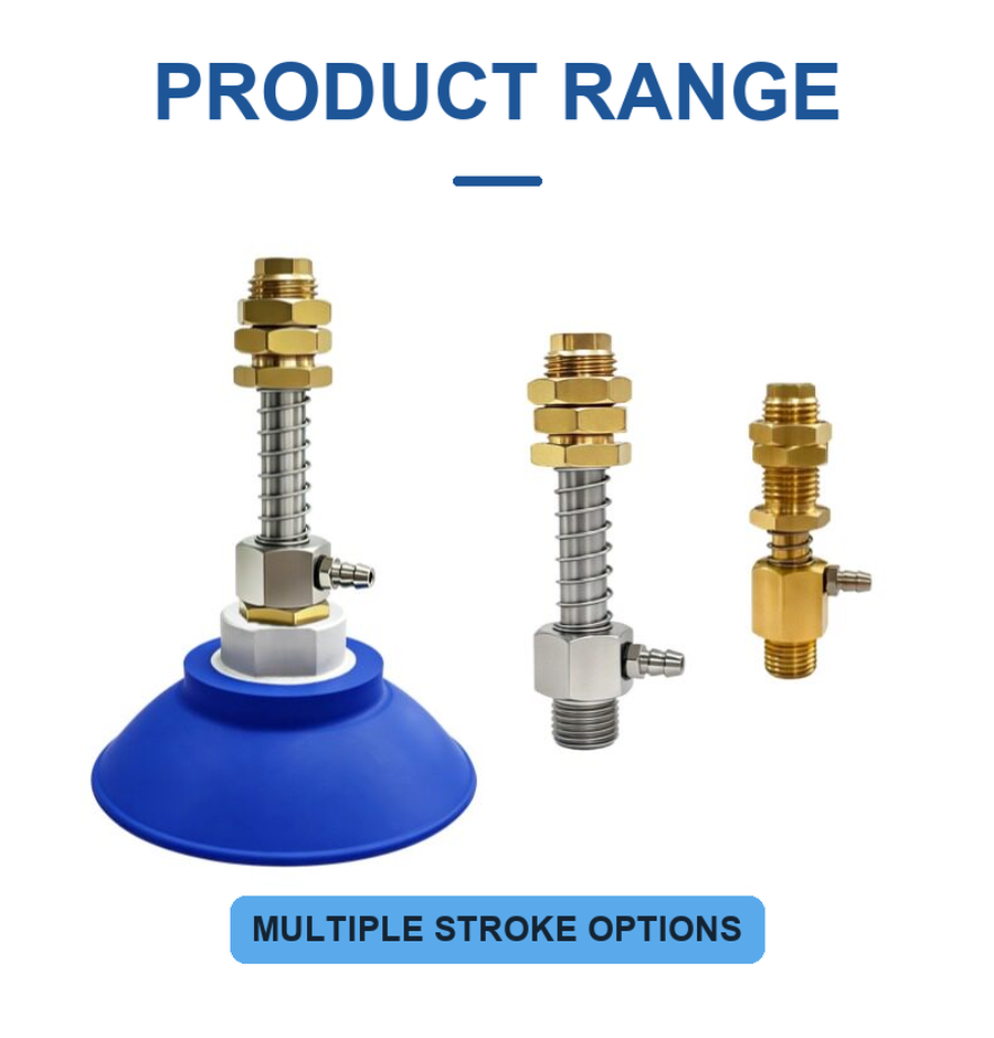 Side-entry vacuum cup buffer fitting product options