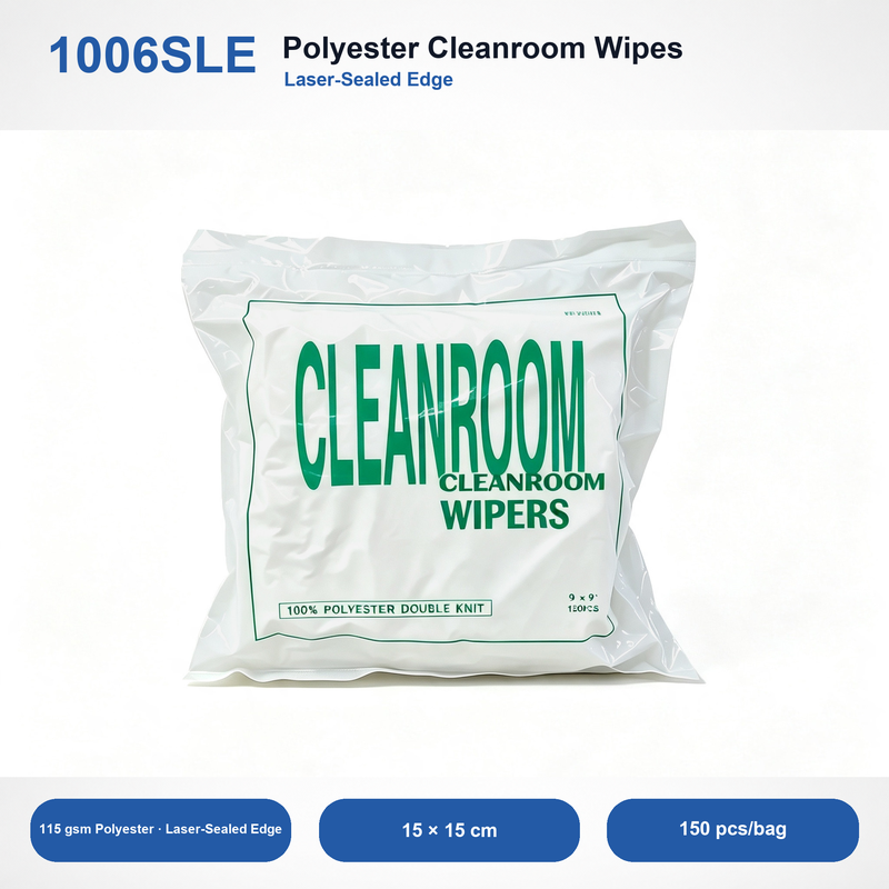 1006SLE Polyester Cleanroom Wipes, 15 × 15 cm, 150 pcs/bag