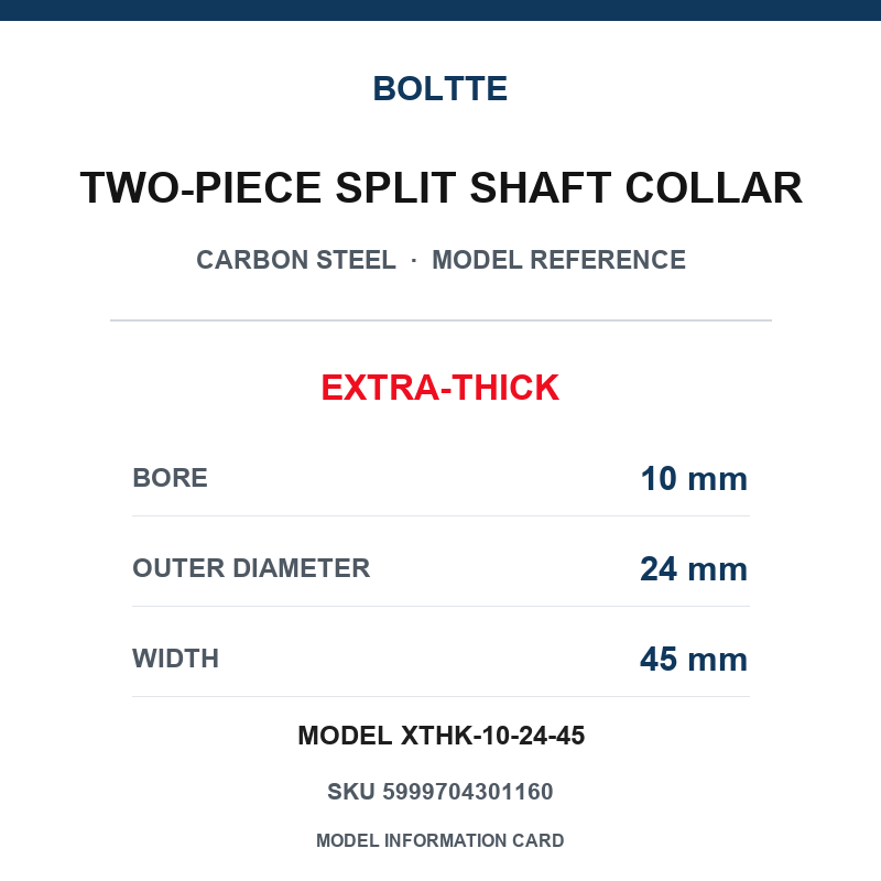 BOLTTE Carbon Steel Two-Piece Split Shaft Collars - 3-200 mm Bore-BOLTTE