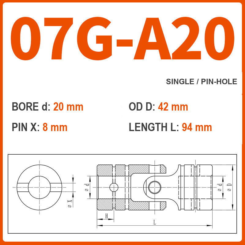 BOLTTE 07G-A20 40Cr universal joint coupling dimension drawing