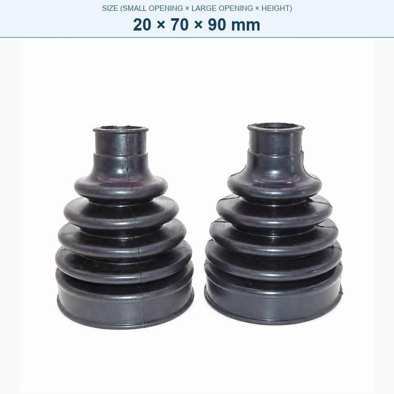 Pagoda-style rubber bellows dust boot, 20 × 70 × 90 mm