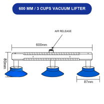 BOLTTE 600 mm / 3 Cups LCD screen and glass vacuum lifting accessory