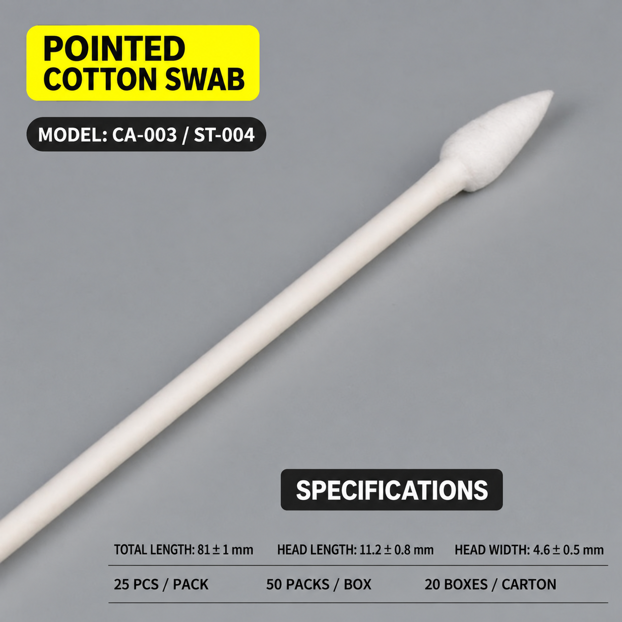 BOLTTE industrial cleaning swab CA-003 / ST-004 – Pointed Cotton Swab – 250 pcs