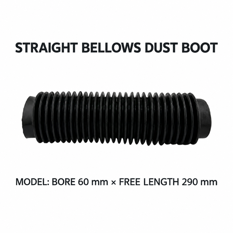 Straight rubber bellows dust boot, Bore 60 mm × Free Length 290 mm