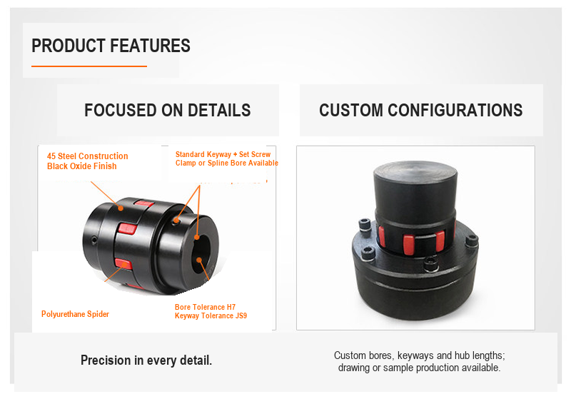 BOLTTE XL star jaw coupling details and custom configurations