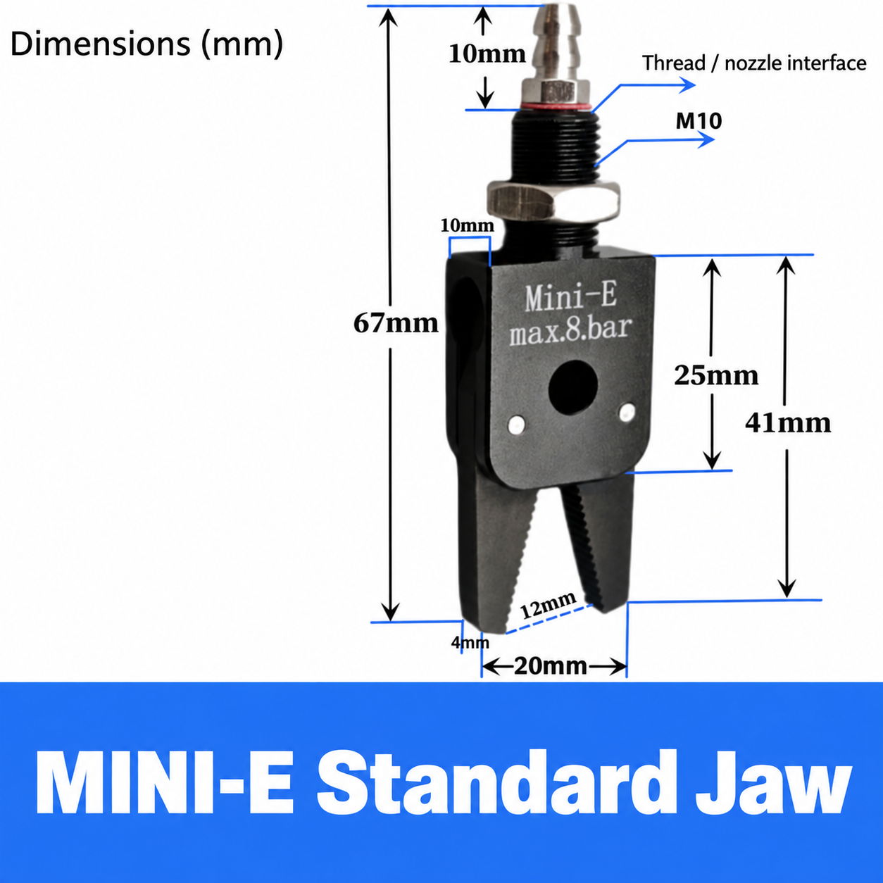 Mini pneumatic gripper or replacement jaw, MINI-E Standard Jaw
