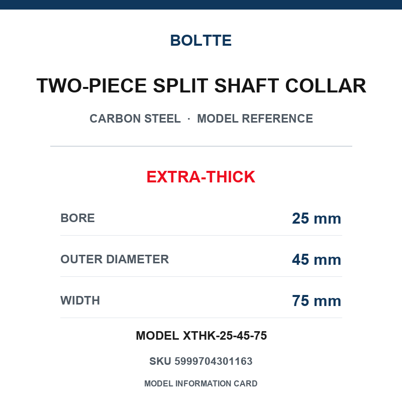 BOLTTE Carbon Steel Two-Piece Split Shaft Collars - 3-200 mm Bore-BOLTTE