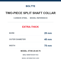 BOLTTE Carbon Steel Two-Piece Split Shaft Collars - 3-200 mm Bore-BOLTTE