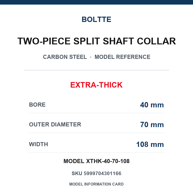 BOLTTE Carbon Steel Two-Piece Split Shaft Collars - 3-200 mm Bore-BOLTTE
