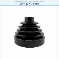 Pagoda-style rubber bellows dust boot, 20 × 82 × 70 mm