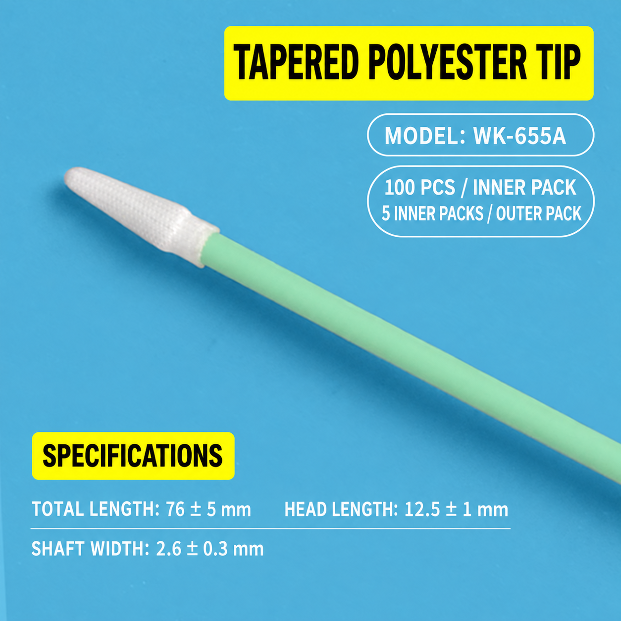 BOLTTE industrial cleaning swab WK-655A – Polyester Tip – 100 pcs