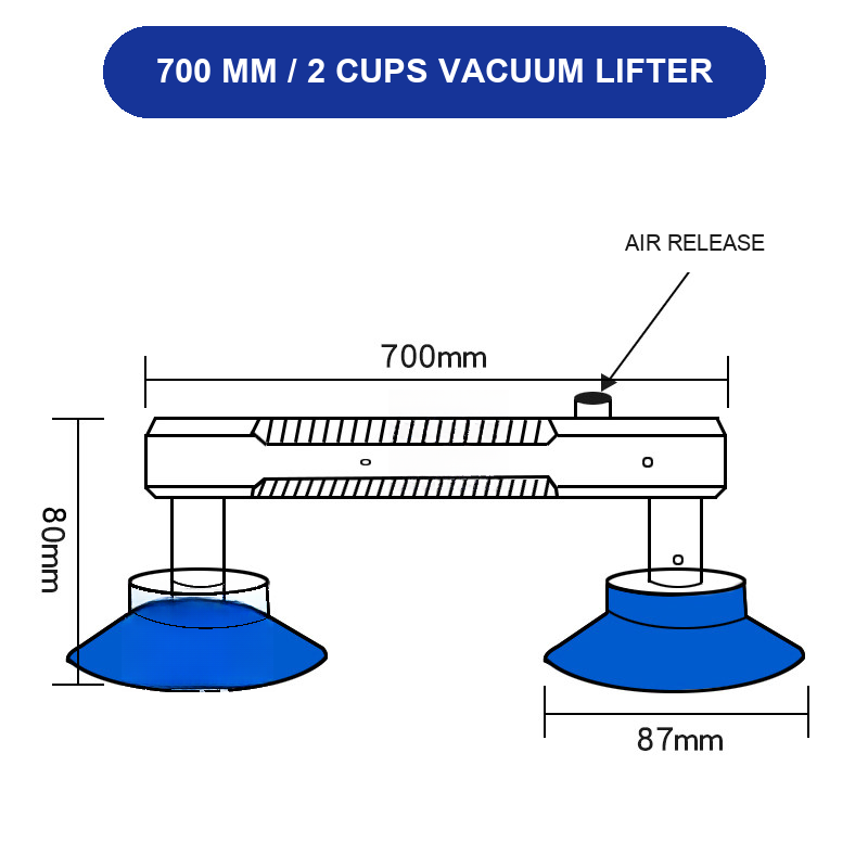 BOLTTE 700 mm / 2 Cups LCD screen and glass vacuum lifting accessory