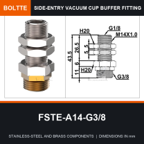 BOLTTE FSTE-A14-G3/8 side-entry rotary vacuum cup buffer fitting