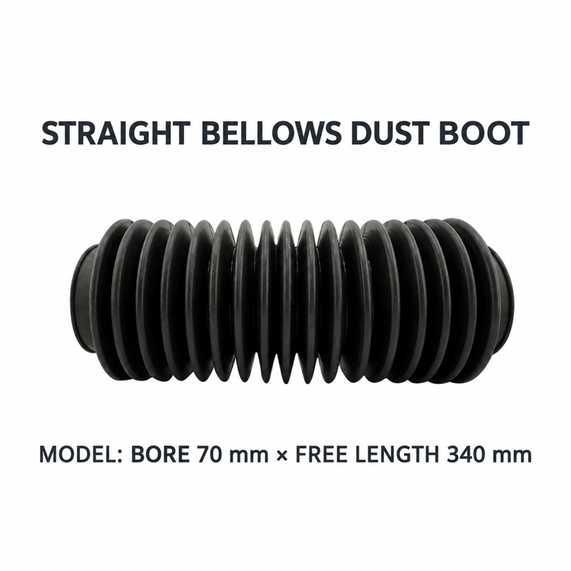 Straight rubber bellows dust boot, Bore 70 mm × Free Length 340 mm