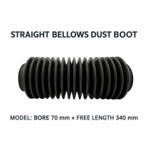 Straight rubber bellows dust boot, Bore 70 mm × Free Length 340 mm