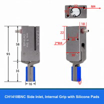 CH1410 mini pneumatic gripper or accessory, CH1410BNC Side Inlet, Internal Grip with Silicone Pads