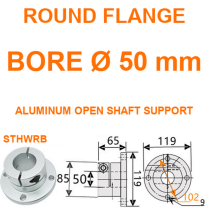 STHWRB round flange aluminum open shaft support, 50 mm bore