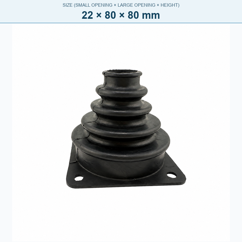 Pagoda-style rubber bellows dust boot, 22 × 80 × 80 mm