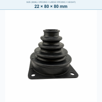 Pagoda-style rubber bellows dust boot, 22 × 80 × 80 mm