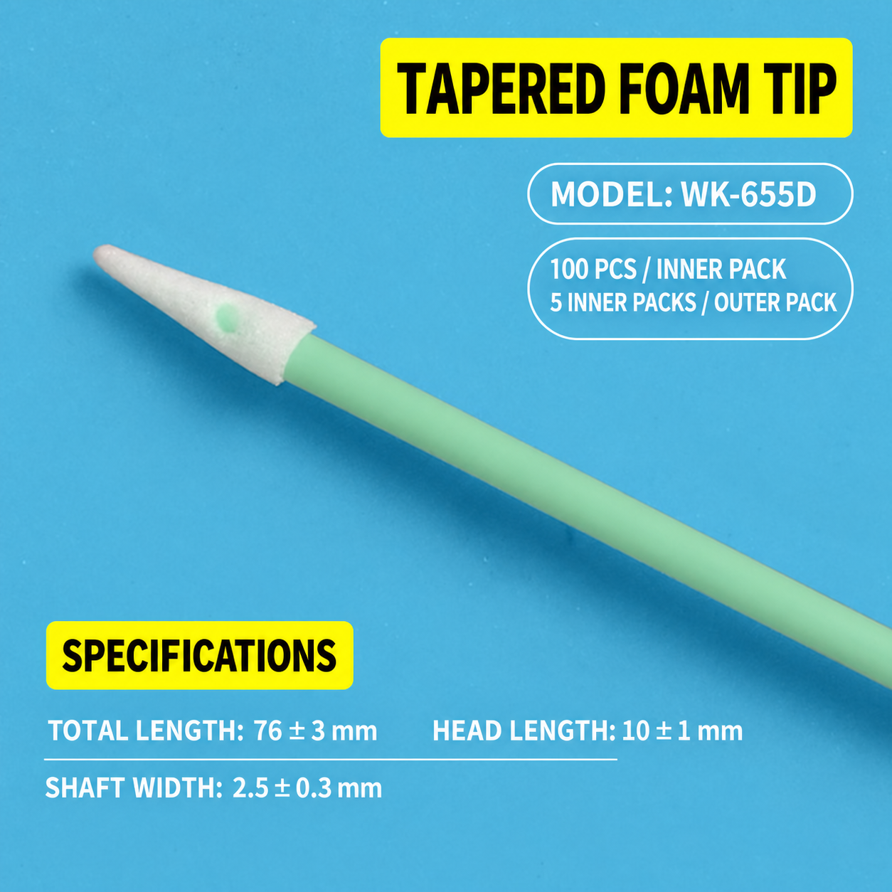 BOLTTE industrial cleaning swab WK-655D – Foam Tip – 100 pcs