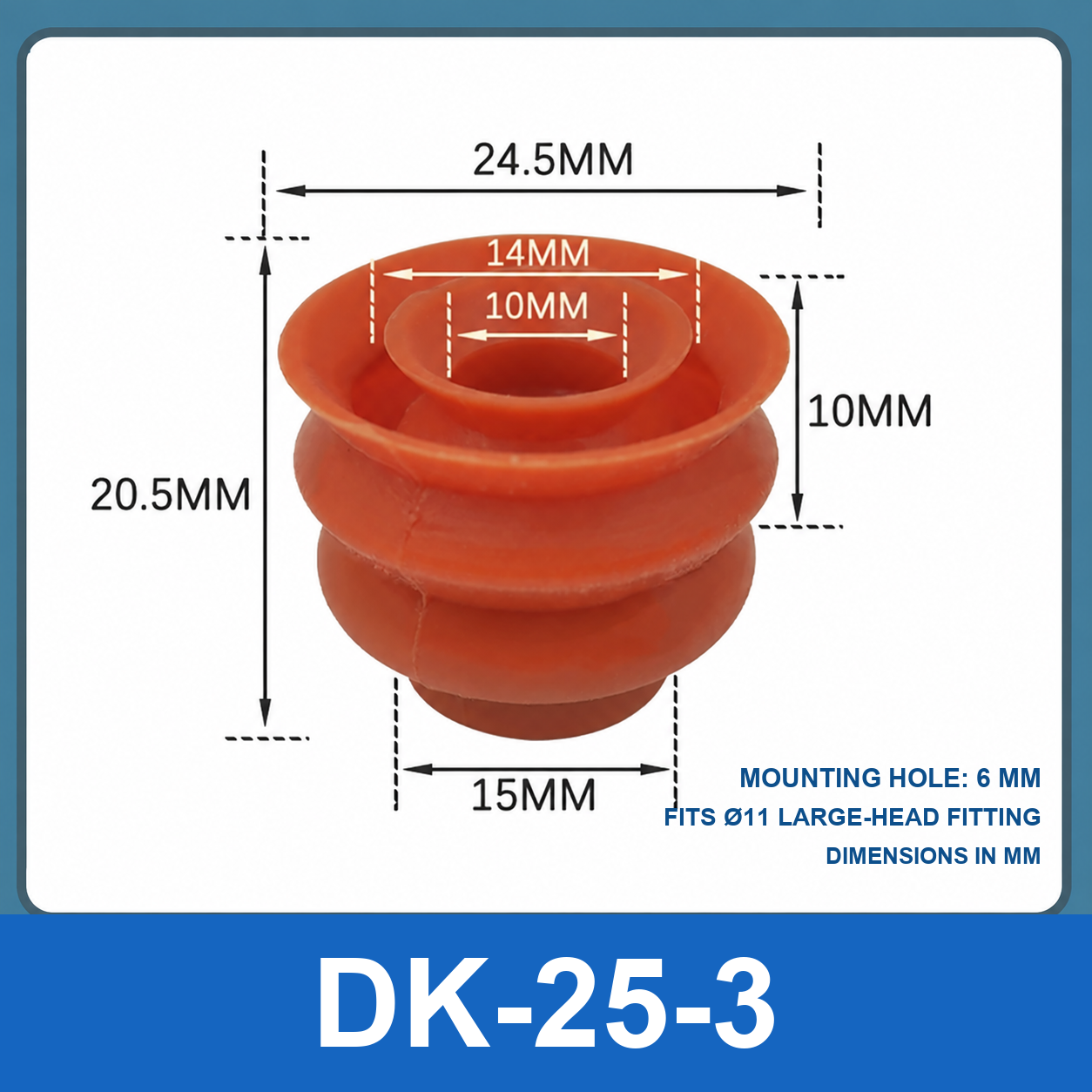 BOLTTE DK-25-3 inner-convex plug, 10 mm hole vacuum cup dimensional diagram