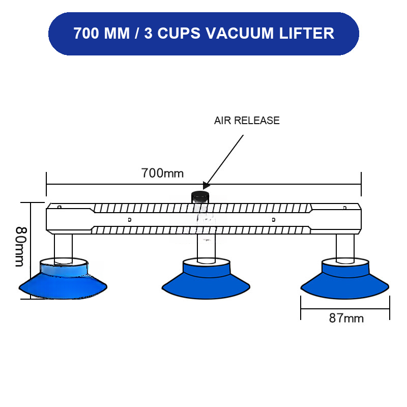 BOLTTE 700 mm / 3 Cups LCD screen and glass vacuum lifting accessory
