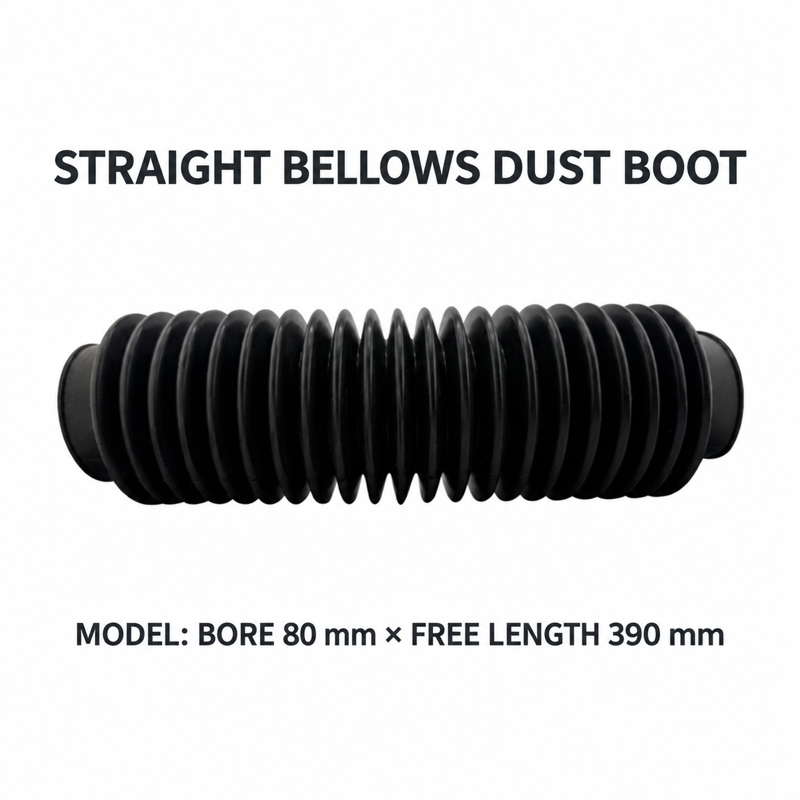 Straight rubber bellows dust boot, Bore 80 mm × Free Length 390 mm