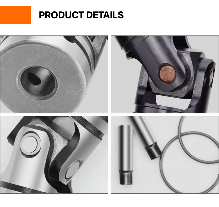 Universal-joint coupling bore yoke pin and retaining-ring details