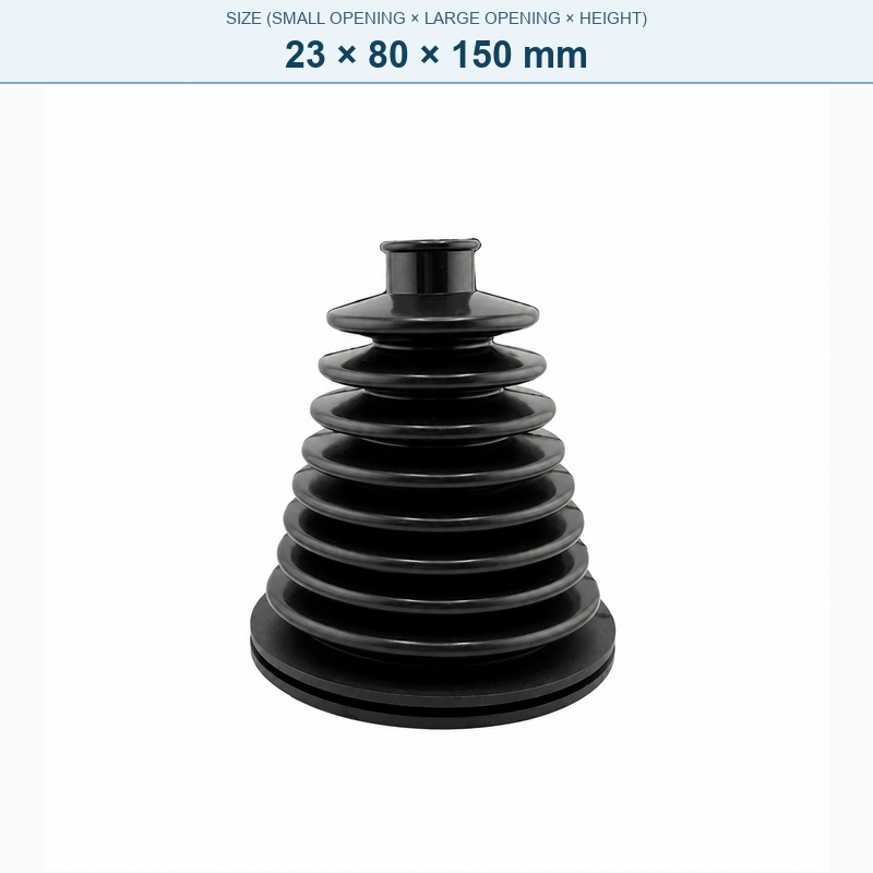 Pagoda-style rubber bellows dust boot, 23 × 80 × 150 mm