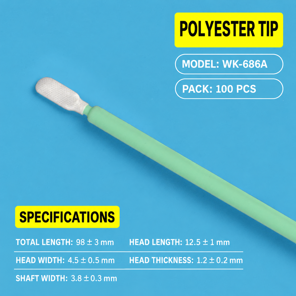BOLTTE industrial cleaning swab WK-686A – Polyester Tip – 100 pcs