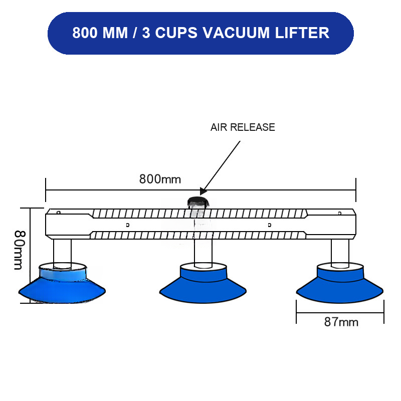 BOLTTE 800 mm / 3 Cups LCD screen and glass vacuum lifting accessory