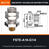 BOLTTE FSTE-A16-G1/4 side-entry rotary vacuum cup buffer fitting