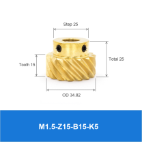 BOLTTE M1.5-Z15-B15-K5 brass crossed helical gear technical drawing