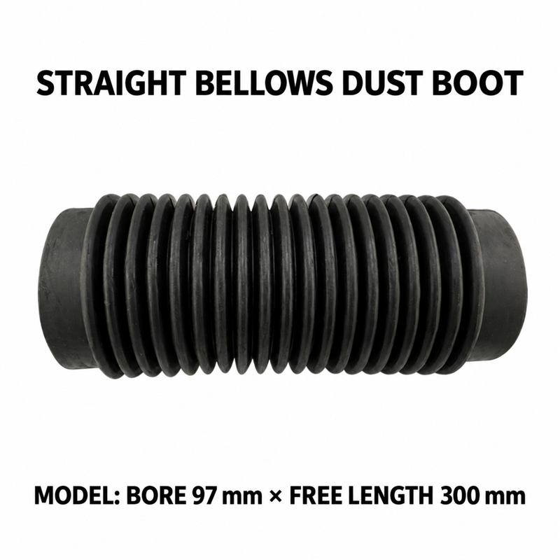 Straight rubber bellows dust boot, Bore 97 mm × Free Length 300 mm