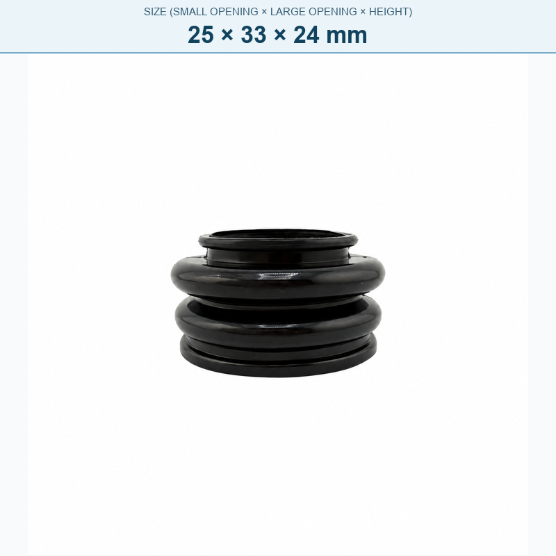Pagoda-style rubber bellows dust boot, 25 × 33 × 24 mm