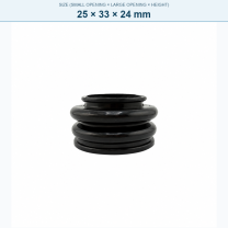 Pagoda-style rubber bellows dust boot, 25 × 33 × 24 mm