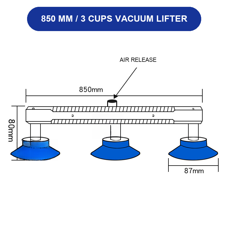 BOLTTE 850 mm / 3 Cups LCD screen and glass vacuum lifting accessory