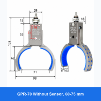 Pneumatic bottle-preform gripper, GPR-70 Without Sensor, 60-75 mm