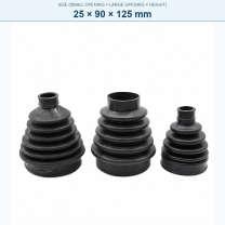 Pagoda-style rubber bellows dust boot, 25 × 90 × 125 mm