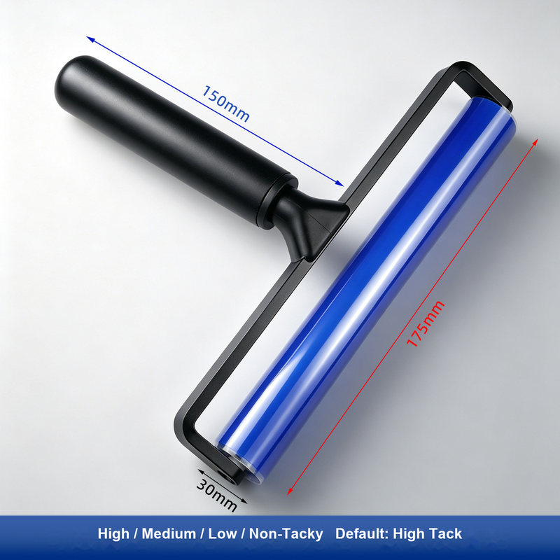 7 in (175 mm) Black Plastic Handle for silicone tacky roller and dust-removal system